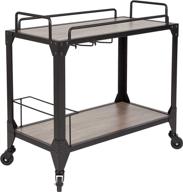 🛒 light oak wood and iron taylor logan kitchen serving cart with wine glass holders - shop now! logo