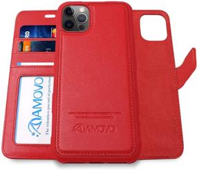 img 4 attached to AMOVO Compatible With IPhone 12 Pro/IPhone 12 Wallet Case Magnetic Detachable [2 In 1][Wristlet][Genuine Leather] Protective Case Compatible With IPhone 12/12 Pro (6