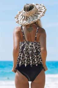 img 1 attached to 👙 Beachsissi Stripe Print High Waisted Tummy Control Tankini 2 Piece Swimsuit