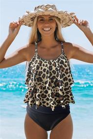 img 3 attached to 👙 Beachsissi Stripe Print High Waisted Tummy Control Tankini 2 Piece Swimsuit