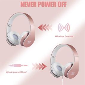 img 2 attached to Yusonic Rose Gold Wireless Headphones: Bluetooth Over Ear Headset with Mic for Cell Phones, TV, PC, Gaming Laptop (Rose Gold)