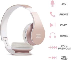img 4 attached to Yusonic Rose Gold Wireless Headphones: Bluetooth Over Ear Headset with Mic for Cell Phones, TV, PC, Gaming Laptop (Rose Gold)