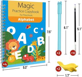 img 1 attached to 📚 English Reusable Magic Practice Copybook Set for Kids - Magical Letter Writing & Handwriting Book with Magic Pen - 4 Piece Tracing Book Kit