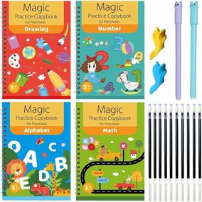 img 4 attached to 📚 English Reusable Magic Practice Copybook Set for Kids - Magical Letter Writing & Handwriting Book with Magic Pen - 4 Piece Tracing Book Kit