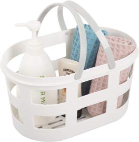 img 4 attached to 🚿 Anyoifax Portable Shower Caddy Tote: Compact Plastic Organizer for Bathroom, Kitchen & Dorm Storage - White, 12 x 7.4 x 6.5 inch