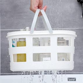 img 1 attached to 🚿 Anyoifax Portable Shower Caddy Tote: Compact Plastic Organizer for Bathroom, Kitchen & Dorm Storage - White, 12 x 7.4 x 6.5 inch