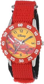 img 2 attached to Disney Kids' "Time Teacher" Cars Stainless Steel Watch - Red Nylon Band
