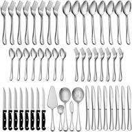 🍴 lianyu 53-piece silverware set - including steak knives and serving utensils - stainless steel flatware cutlery set service for 8 - ideal for home party wedding - dishwasher safe - mirror finished logo