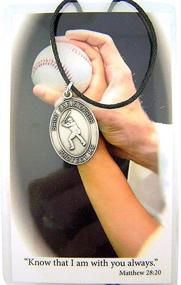 img 1 attached to ⚾ Pewter Saint Christopher Baseball Medal Necklace: 1 Inch Size, with Cord Chain - Perfect for Baseball Enthusiasts!