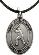 ⚾ pewter saint christopher baseball medal necklace: 1 inch size, with cord chain - perfect for baseball enthusiasts! logo