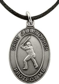 img 3 attached to ⚾ Pewter Saint Christopher Baseball Medal Necklace: 1 Inch Size, with Cord Chain - Perfect for Baseball Enthusiasts!