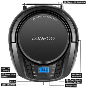 img 2 attached to Портативный CD MP3-плеер Boombox LP-D03 с радиоприемником FM, Bluetooth, портом USB2.0 для воспроизведения MP3, Aux-in, ЖК-дисплеем, работающий от сети переменного тока/постоянного тока - черный.