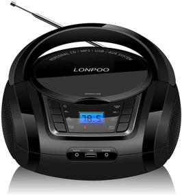 img 4 attached to LP-D03 Portable CD MP3 Player Boombox with FM Radio, Bluetooth, USB2.0 Port for MP3 Playback, Aux-in, LCD Display, AC/DC Operated - Black