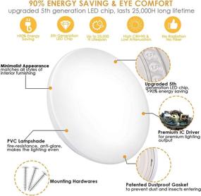 img 2 attached to 💡 BRILLIRARE LED Ceiling Light Flush Mount, 2,200 Lumens, 24W Round Ceiling Lamp, 13-inch Lighting Fixture, 25,000 Hour Lifetime, Cool White, 5,000 Kelvin Daylight, IP44 Rated, CRI90+ for Bedroom, Kitchen, Bathroom, Hallway