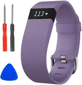 img 4 attached to 💜 Силиконовые заменяемые браслеты Sophili для Fitbit Charge HR / HR1 - размеры S и L с металлической пряжкой - Фиолетовый/S