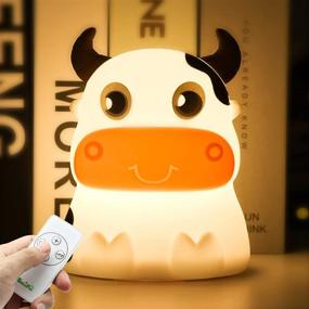 img 4 attached to 🐄 AVEKI Portable Tap Control Rechargeable Nightlight Lamp for Kids - Color Changing, Remote Control Silicone Cute Animal Cow Night Lamp - Bedroom Decor for Infants and Toddlers (Cows-Remote)