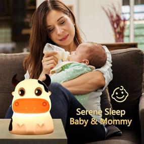 img 2 attached to 🐄 AVEKI Portable Tap Control Rechargeable Nightlight Lamp for Kids - Color Changing, Remote Control Silicone Cute Animal Cow Night Lamp - Bedroom Decor for Infants and Toddlers (Cows-Remote)