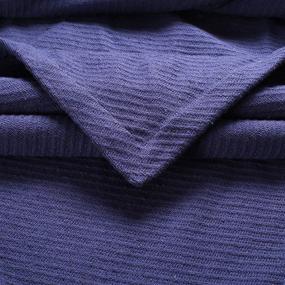 img 3 attached to Ramanta Home Farmhouse Cotton Thermal Blanket in Twill Weave - Full Queen (90x90) Navy: Super Soft, Cozy, and Breathable Blanket for a Comforting Sleep Experience