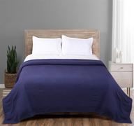 ramanta home farmhouse cotton thermal blanket in twill weave - full queen (90x90) navy: super soft, cozy, and breathable blanket for a comforting sleep experience logo