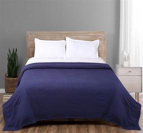 img 4 attached to Ramanta Home Farmhouse Cotton Thermal Blanket in Twill Weave - Full Queen (90x90) Navy: Super Soft, Cozy, and Breathable Blanket for a Comforting Sleep Experience