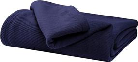 img 1 attached to Ramanta Home Farmhouse Cotton Thermal Blanket in Twill Weave - Full Queen (90x90) Navy: Super Soft, Cozy, and Breathable Blanket for a Comforting Sleep Experience