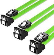 🔌 qivynsry 3pack sata cable iii - 90 degree straight to right angle - 6gbps - hdd/ssd/data cable - locking latch - 50cm/18 inch - green logo