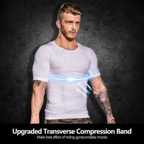 img 2 attached to 👕 Shaxea Seamless Compression Men's Body Shaper: Hide Gynecomastia, Slim Moobs & Abs