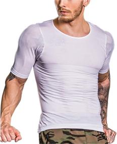 img 4 attached to 👕 Shaxea Seamless Compression Men's Body Shaper: Hide Gynecomastia, Slim Moobs & Abs