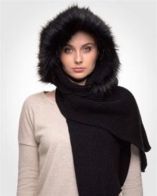 img 2 attached to Futrzane Women Hooded Scarf Knitted Women's Accessories and Scarves & Wraps