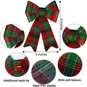 img 3 attached to 🎀 Premium Set of 12 Red and Green Buffalo Plaid Bow Christmas Wreaths Bows by ANECO: Luxurious Velvet Bows for Indoor and Outdoor Christmas Decorations