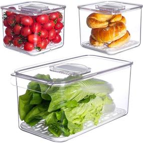 img 4 attached to 🥦 Vacane Vegetable Fruit Storage Containers: Fresh Produce Saver with Lids and Vents - 3 Piece Set for Refrigerator or Easy Carry - BPA-free Stay Fresh Containers - 5.7L/1.7L/1.7L