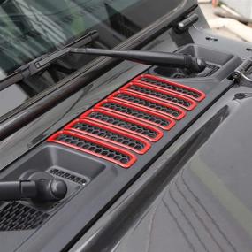 img 1 attached to Крышка вентиляционной решетки капота из красного ABS с декоративным покрытием - совместима с аксессуарами Jeep Wrangler JL 2018 2019 2020 JL & JT Gladiator - RT-TCZ.