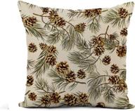 🌲 stylish rouihot flax throw pillow cover - vintage pinecone winter design for home decor - 18x18 inches cotton linen cushion cover логотип