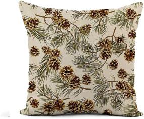 img 3 attached to 🌲 Stylish Rouihot Flax Throw Pillow Cover - Vintage Pinecone Winter Design for Home Decor - 18x18 Inches Cotton Linen Cushion Cover