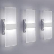 🔆 modern led wall sconce, 12w cool white 6000k up and down indoor light - 3 pack логотип