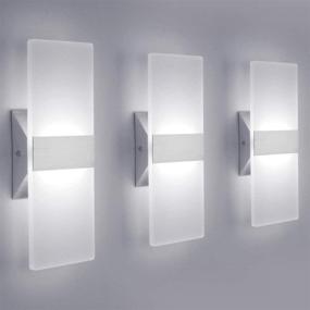 img 4 attached to 🔆 Modern LED Wall Sconce, 12W Cool White 6000K Up and Down Indoor Light - 3 Pack