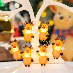 img 4 attached to 🎄 CHRIMENT Reindeer Decor String Lights, 10Ft 30 LEDs, USB & Battery Powered Christmas Theme Fairy Lights with Remote Control and Timer for Party Fence Plant Xmas Tree Decoration