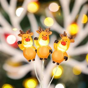 img 2 attached to 🎄 CHRIMENT Reindeer Decor String Lights, 10Ft 30 LEDs, USB & Battery Powered Christmas Theme Fairy Lights with Remote Control and Timer for Party Fence Plant Xmas Tree Decoration