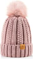 👒 page one women's winter cable knit beanie with faux fur pom, cozy fleece lined skull cap логотип