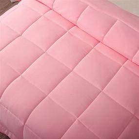 img 1 attached to Premium All-Season Pre-Washed Soft Microfiber White Goose Down Alternative Comforter with Box Stitching (Pink, Full/Queen) - Enhanced SEO