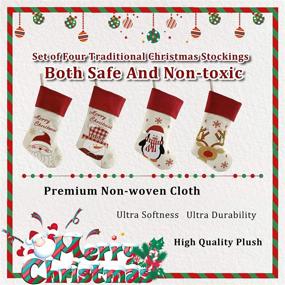 img 2 attached to 🦌 BSTAOFY Traditional Christmas Stockings Set of 4 with Santa, Reindeer, Snowman, and Penguin – 18'' (Style 2) - Enhanced with 3D Technology