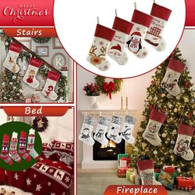 img 1 attached to 🦌 BSTAOFY Traditional Christmas Stockings Set of 4 with Santa, Reindeer, Snowman, and Penguin – 18'' (Style 2) - Enhanced with 3D Technology