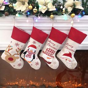 img 4 attached to 🦌 BSTAOFY Traditional Christmas Stockings Set of 4 with Santa, Reindeer, Snowman, and Penguin – 18'' (Style 2) - Enhanced with 3D Technology