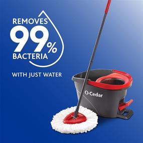 img 1 attached to 🧹 O-Cedar EasyWring Microfiber Spin Mop & Bucket Floor Cleaning System + 2 Additional Refills, Red/Gray