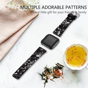 img 1 attached to 🌸 Maledan Printed Floral Bands for Fitbit Versa 2/Versa Lite SE/Versa - Stylish Strap Replacement for Women and Men