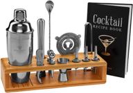 cocktail mixology shaker set by royal reserve - 16-piece bartender set with a stylish bamboo stand - bar accessories kit including a martini shaker & mixer recipe book – ideal gift for men, husband, birthday logo