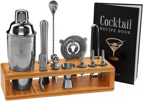 img 4 attached to Cocktail Mixology Shaker Set by Royal Reserve - 16-Piece Bartender Set with a Stylish Bamboo Stand - Bar Accessories Kit including a Martini Shaker & Mixer Recipe Book – Ideal Gift for Men, Husband, Birthday