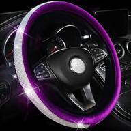 valleycomfy crystal diamond steering wheel cover soft velvet feel bling steering wheel cover for women universal 15 inch plush wheel cover (purple) logo