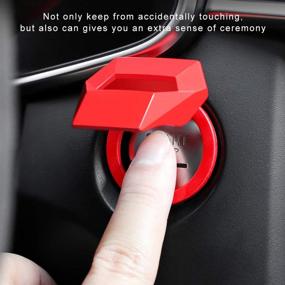 img 2 attached to 🚘 Enhance Your Car's Interior with Manzelun Engine Push Start Button Cover: Cool Aluminum Alloy Decorations in Red - Anti-Scratch Universal Car Accessories