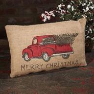 рождественская винтажная прямоугольная подушка из мешковины логотип